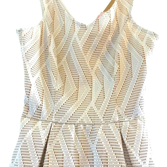 NWT Love… Ady Fit & Flare Mini Sleeveless V-Neck Dress in Ivory/Nude - Picture 3 of 9